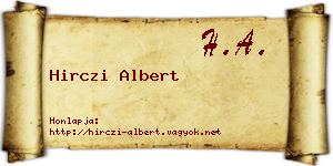Hirczi Albert névjegykártya